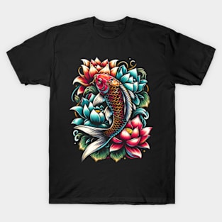 Koi fish and Lotus flowers T-Shirt